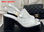 Chanel Platform Sandals in White Quilted Lambskin G45567 Replica