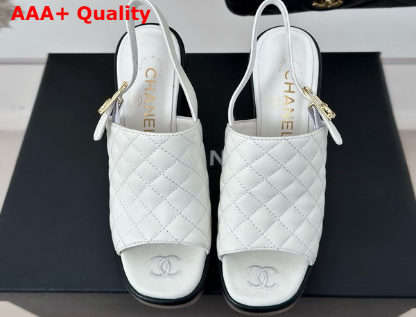 Chanel Platform Sandals in White Quilted Lambskin G45567 Replica