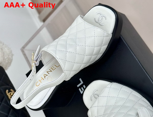 Chanel Platform Sandals in White Quilted Lambskin G45567 Replica