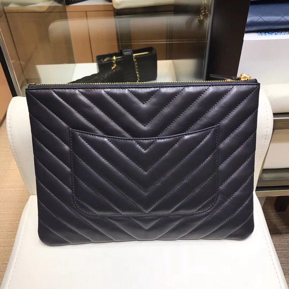 Chanel Pouch Black Chevron Lambskin