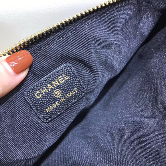 Chanel Pouch Black Grained Leather