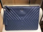 Chanel Pouch Calfskin Navy Blue