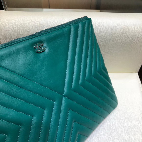 Chanel Pouch Calfskin Turquoise