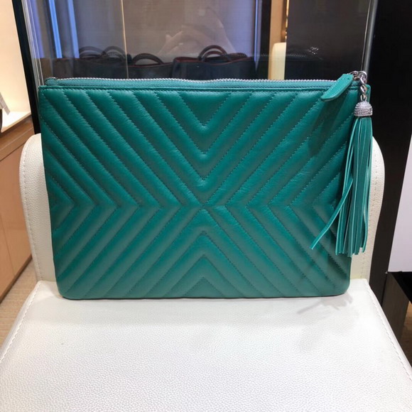 Chanel Pouch Calfskin Turquoise