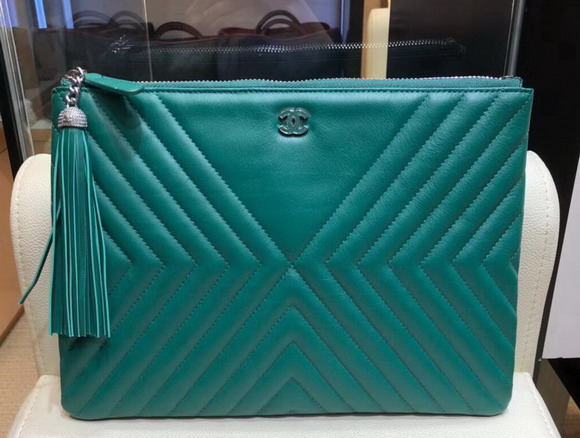 Chanel Pouch Calfskin Turquoise