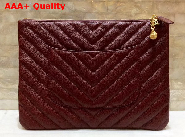 Chanel Pouch in Burgundy Grained Lambskin with Charms Replica