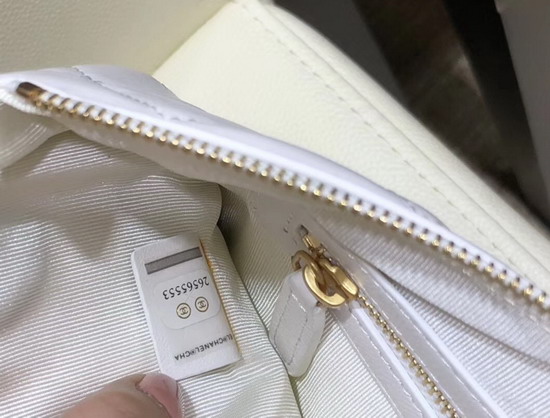 Chanel Pouch in White Lambskin Decorated with Bag Charm Chain AP0502