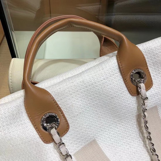 Chanel Printed Canvas Bowling Bag in Beige