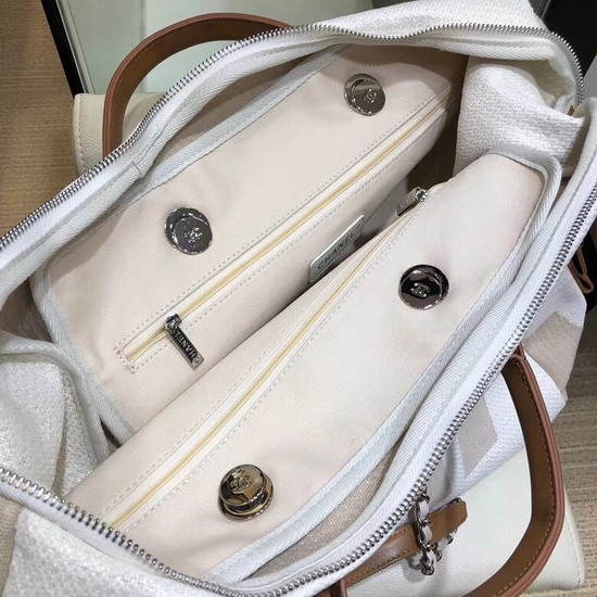 Chanel Printed Canvas Bowling Bag in Beige