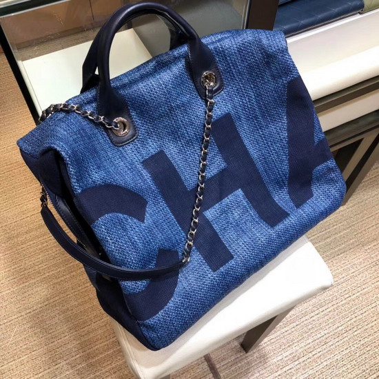 Chanel Printed Canvas Bowling Bag in Blue