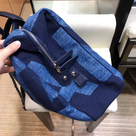 Chanel Printed Canvas Bowling Bag in Blue