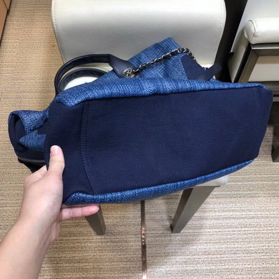 Chanel Printed Canvas Bowling Bag in Blue