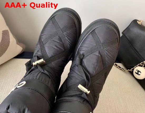 Chanel Puffer Snow Boots in Black Quilted Nylon Replica