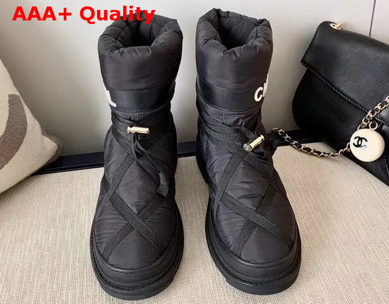 Chanel Puffer Snow Boots in Black Quilted Nylon Replica