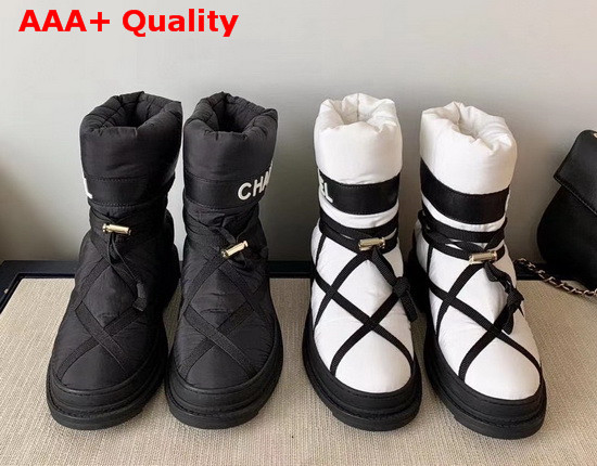 Chanel Puffer Snow Boots in Black Quilted Nylon Replica