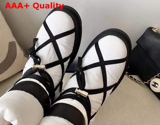 Chanel Puffer Snow Boots in White Quilted Nylon Replica