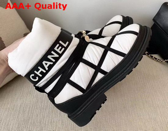 Chanel Puffer Snow Boots in White Quilted Nylon Replica