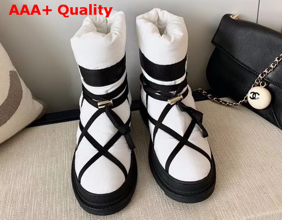 Chanel Puffer Snow Boots in White Quilted Nylon Replica