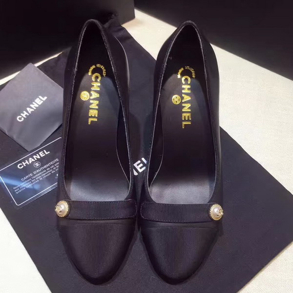 Chanel Pumps Black Lambskin and Grosgrain For Sale