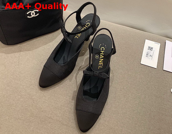 Chanel Pumps Grosgrain and Satin Black G36359 Replica