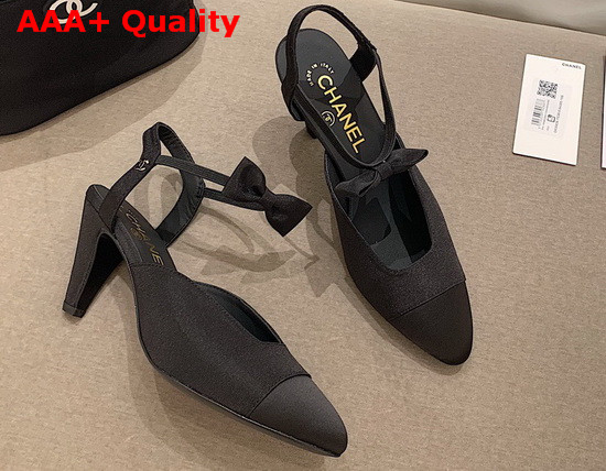 Chanel Pumps Grosgrain and Satin Black G36359 Replica