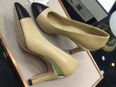 Chanel Pumps Lambskin Beige Black For Sale