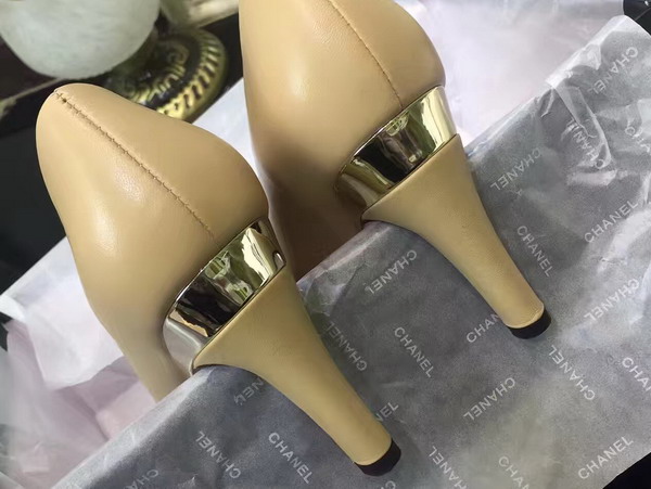 Chanel Pumps Lambskin Beige Black For Sale