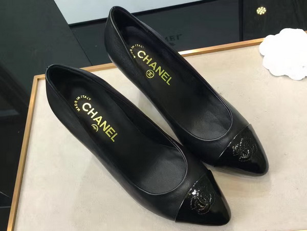 Chanel Pumps Lambskin Black 85mm Heel For Sale