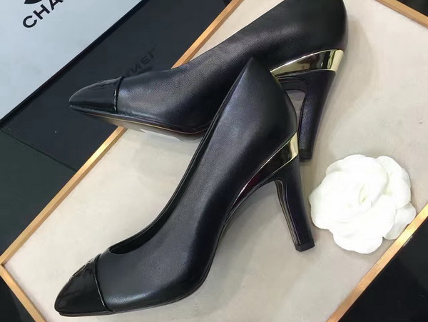 Chanel Pumps Lambskin Black 85mm Heel For Sale