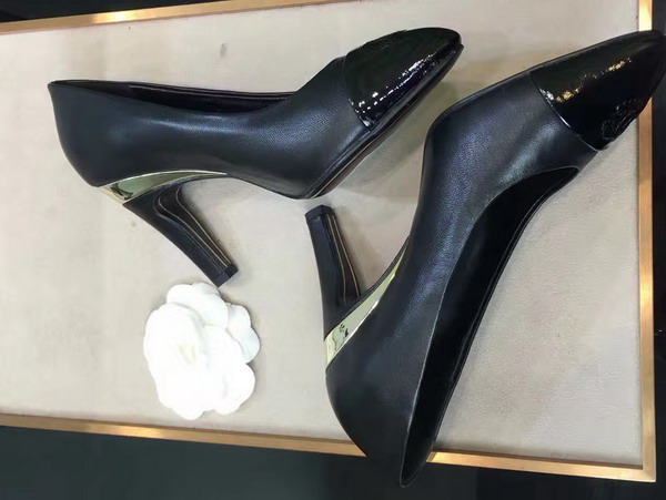 Chanel Pumps Lambskin Black 85mm Heel For Sale