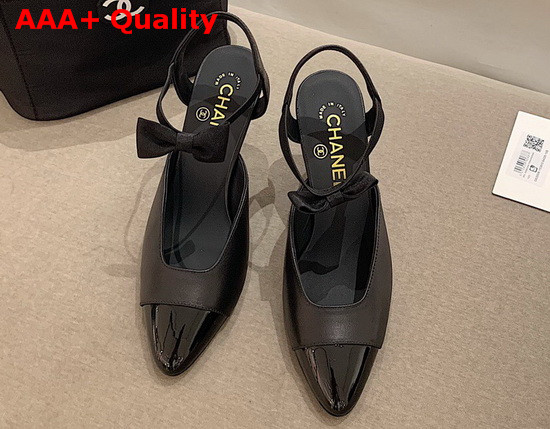 Chanel Pumps Laminated Lambskin and Patent Leather Black G36360 Replica