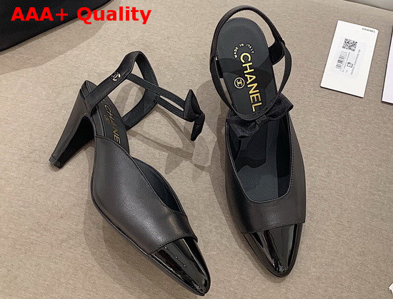 Chanel Pumps Laminated Lambskin and Patent Leather Black G36360 Replica