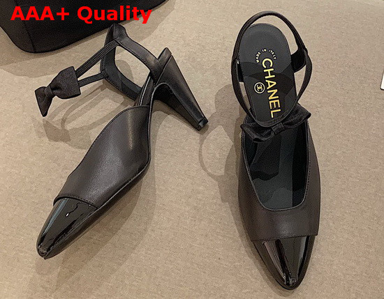 Chanel Pumps Laminated Lambskin and Patent Leather Black G36360 Replica