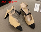 Chanel Pumps Suede Calfskin and Grosgrain Beige and Black G36360 Replica