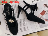 Chanel Pumps with Straps Grosgrain Black G36349 Replica