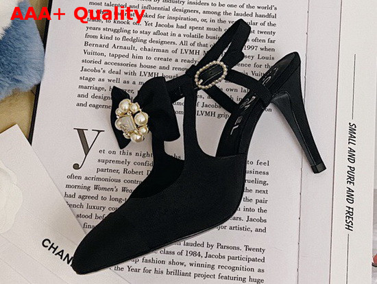 Chanel Pumps with Straps Grosgrain Black G36349 Replica