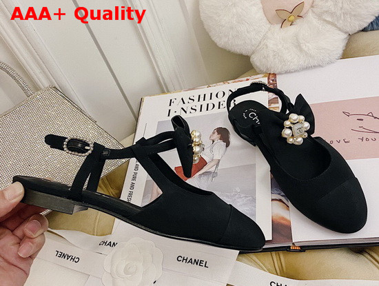 Chanel Pumps with Straps Grosgrain Black G36349 Replica