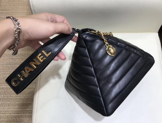 Chanel Pyramid Bag Black Lambskin and Gold Tone Metal AS0688