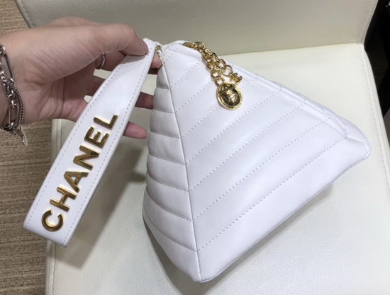 Chanel Pyramid Bag White Lambskin and Gold Tone Metal AS0688