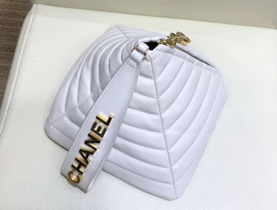 Chanel Pyramid Bag White Lambskin and Gold Tone Metal AS0688