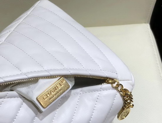 Chanel Pyramid Bag White Lambskin and Gold Tone Metal AS0688