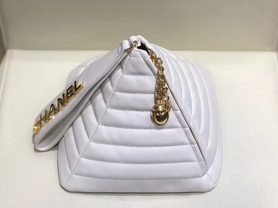 Chanel Pyramid Bag White Lambskin and Gold Tone Metal AS0688