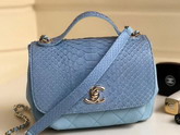 Chanel Python Flap Bag in Baby Blue with Top Handle