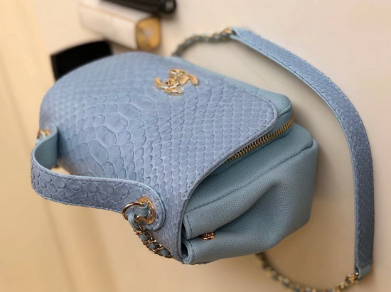 Chanel Python Flap Bag in Baby Blue with Top Handle