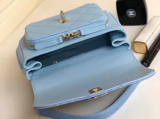 Chanel Python Flap Bag in Baby Blue with Top Handle