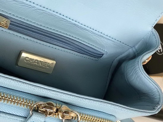 Chanel Python Flap Bag in Baby Blue with Top Handle