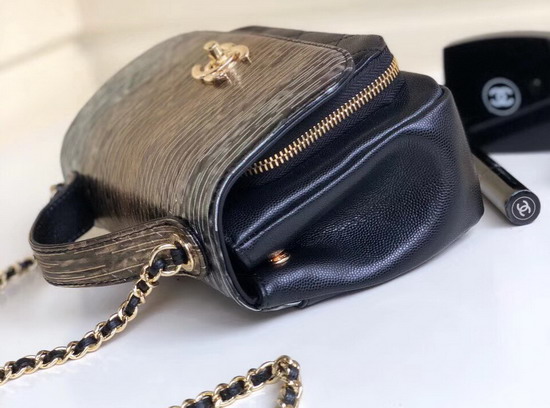 Chanel Python Flap Bag with Top Handle Black