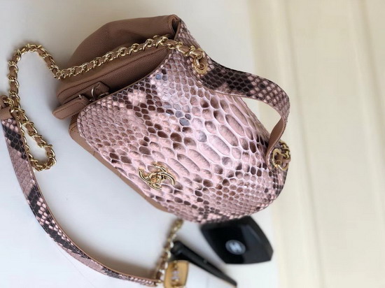 Chanel Python Flap Bag with Top Handle Pink