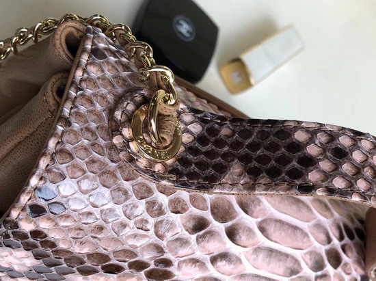 Chanel Python Flap Bag with Top Handle Pink