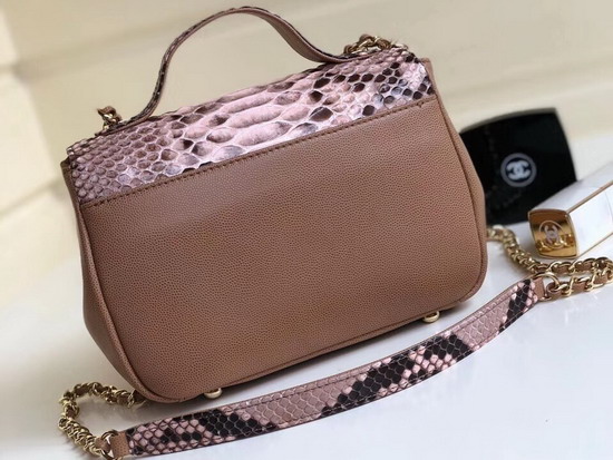 Chanel Python Flap Bag with Top Handle Pink